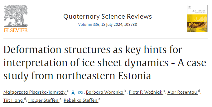 Zrzut ekranu: notka z czasopisma Quaternary Science Reviews zawierająca tytuł i autorów