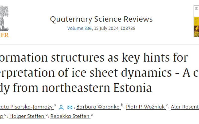 Zrzut ekranu: notka z czasopisma Quaternary Science Reviews zawierająca tytuł i autorów